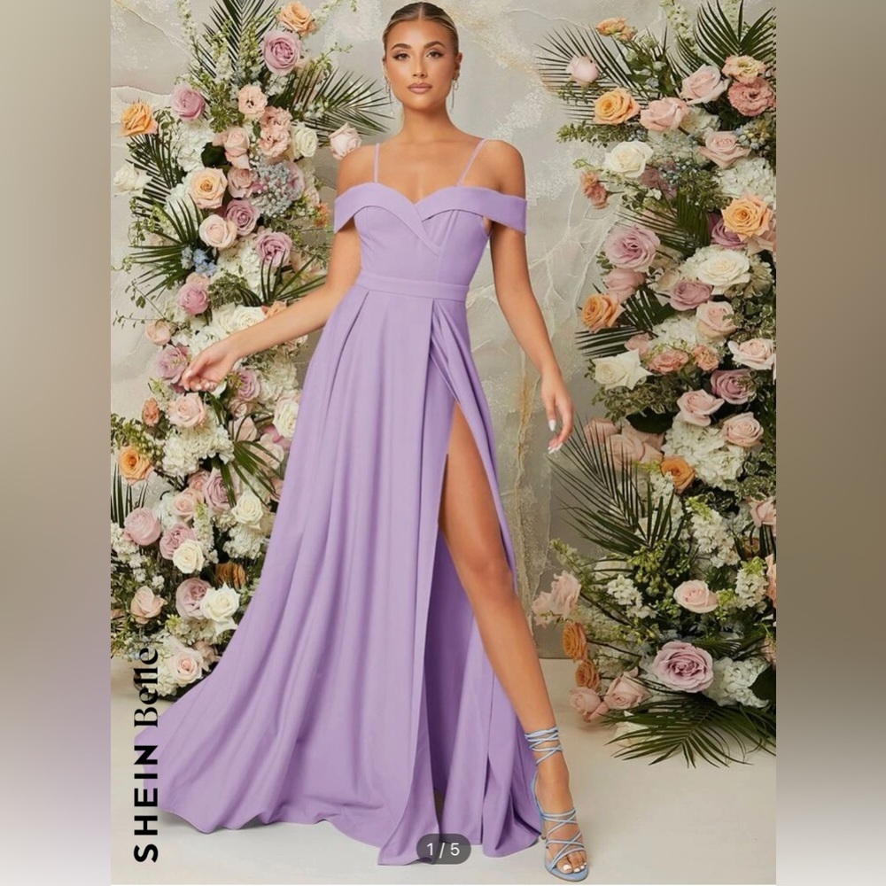 NEW PURPLE COLD SHOULDER SPLIT THIGH DRESS